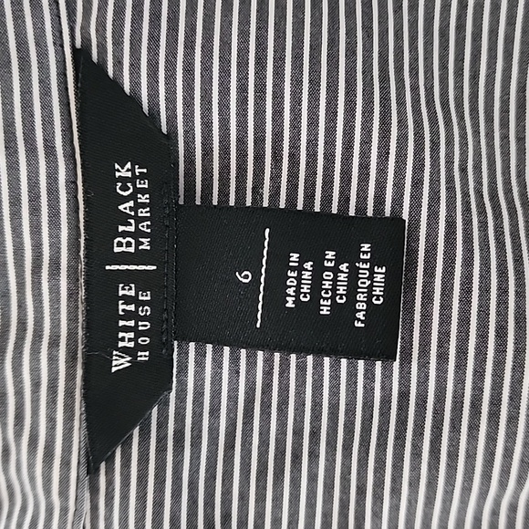 WHBM Sleeveless Gray & White Striped Peplum Poplin Shirt Size 6 - Picture 7 of 8